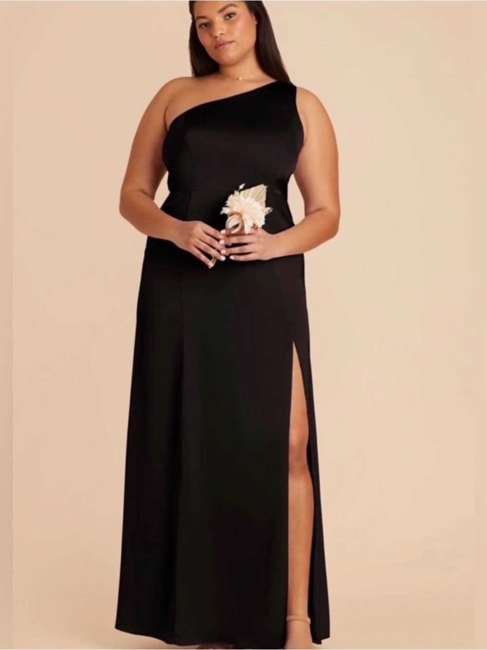 Birdy Grey Matte Satin Kira Evening Gown with High Side Slit XXL